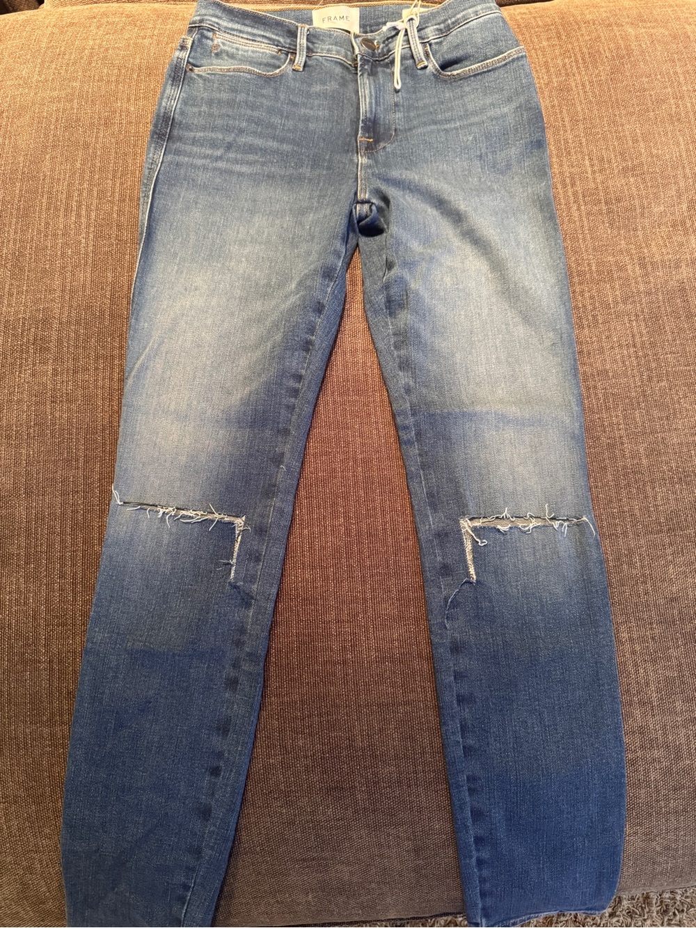 Frame Denim Blue High-Rise Le High Skinny Jeans